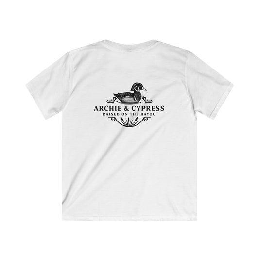 Kids Tee with Archie & Cypress Logo Back Design