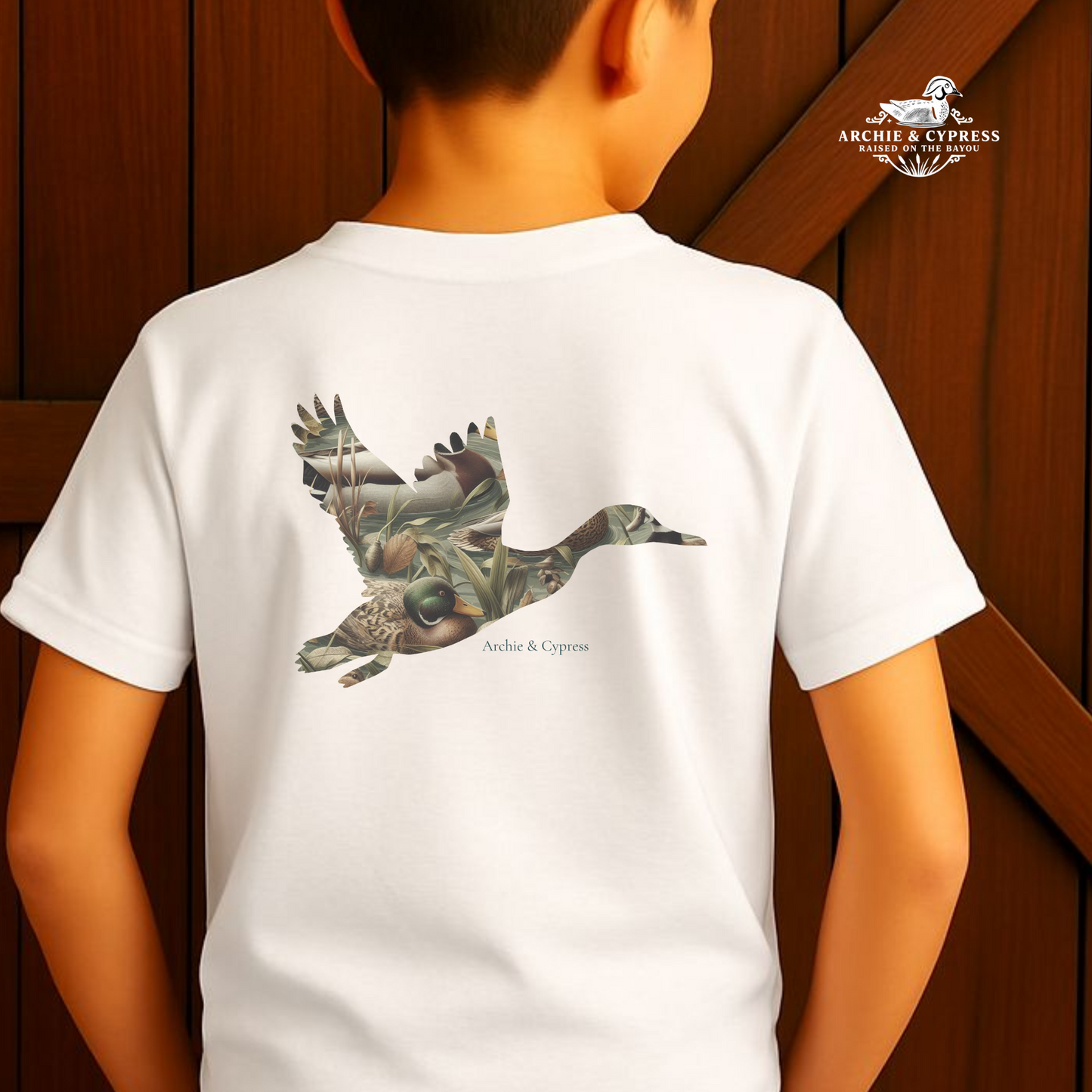 Camo Duck Silhouette Youth T-Shirt – Outdoor Hunting & Fall Farm Style by Archie & Cypress