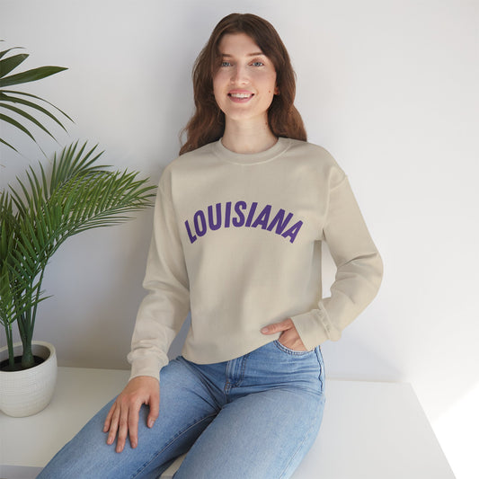 Louisiana Sweatshirt, Purple and Gold Crewneck, College Football Game Day Sweater, Unisex Louisiana Pride Top, Southern Tailgate Outfit
