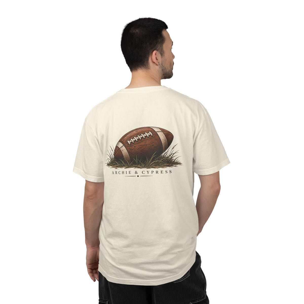 Football Graphic T‑Shirt — Archie & Cypress Vintage Ball Design