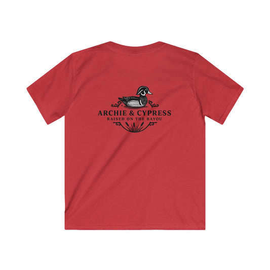 Kids Tee with Archie & Cypress Logo Back Design