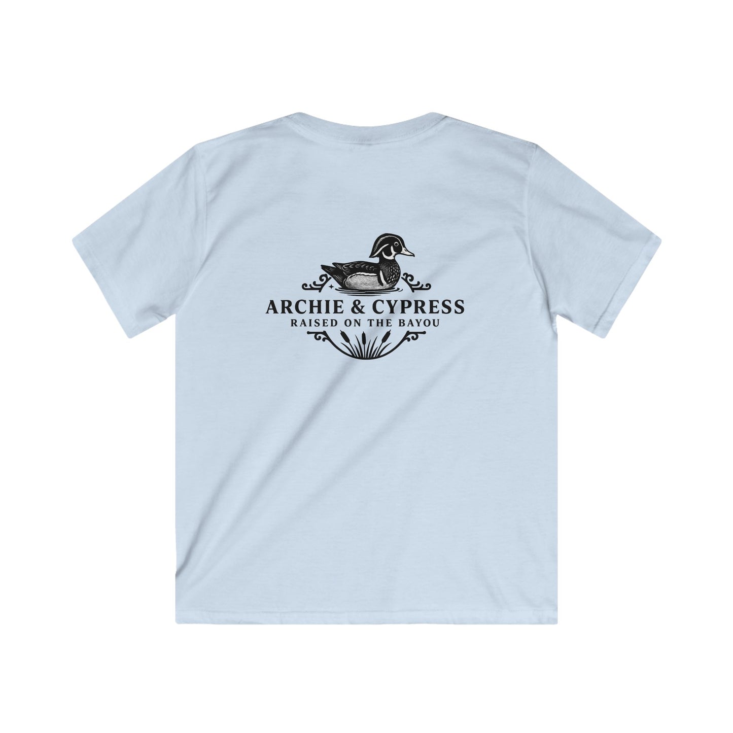 Kids Tee with Archie & Cypress Logo Back Design