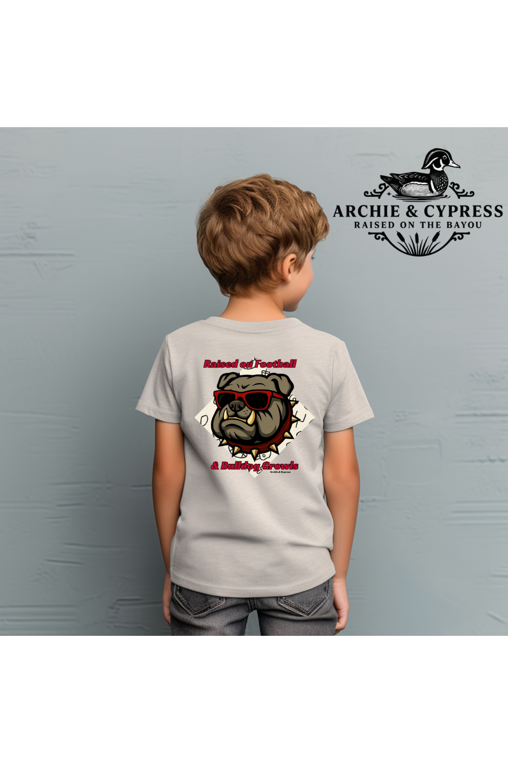 Raised on Football & Bulldog Growls Tee  Southern Shirt