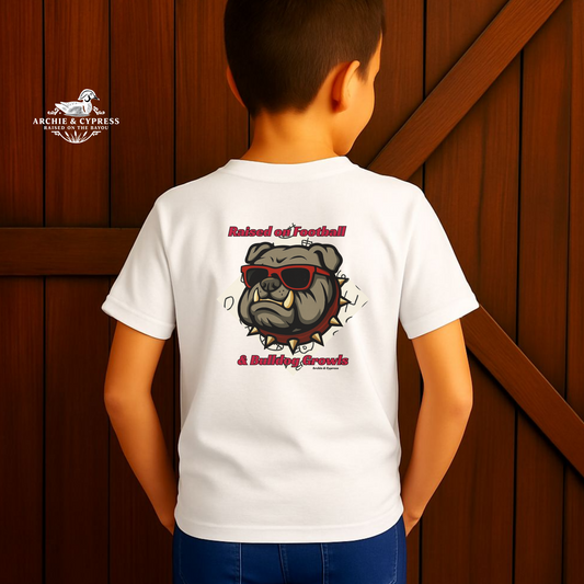 Raised on Football & Bulldog Growls Tee  Southern Shirt
