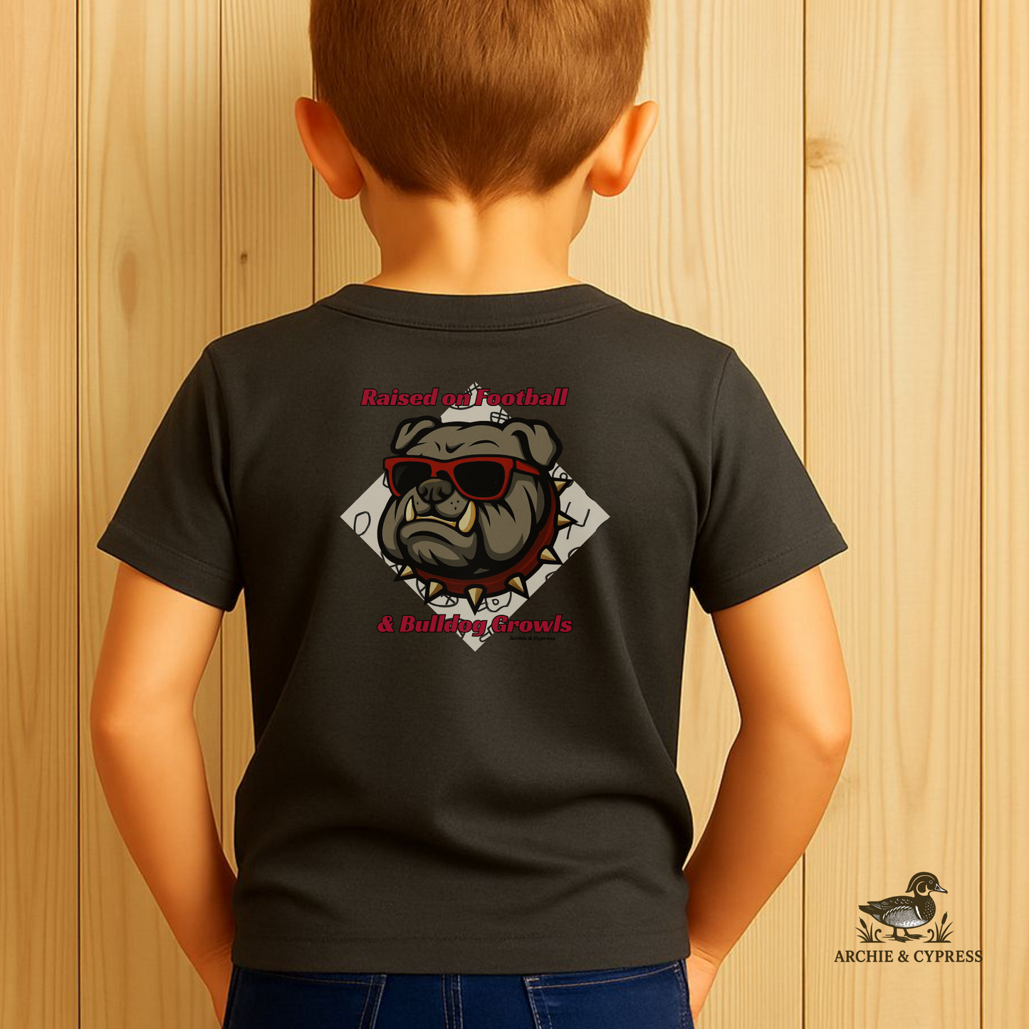 Raised on Football & Bulldog Growls Tee  Southern Shirt