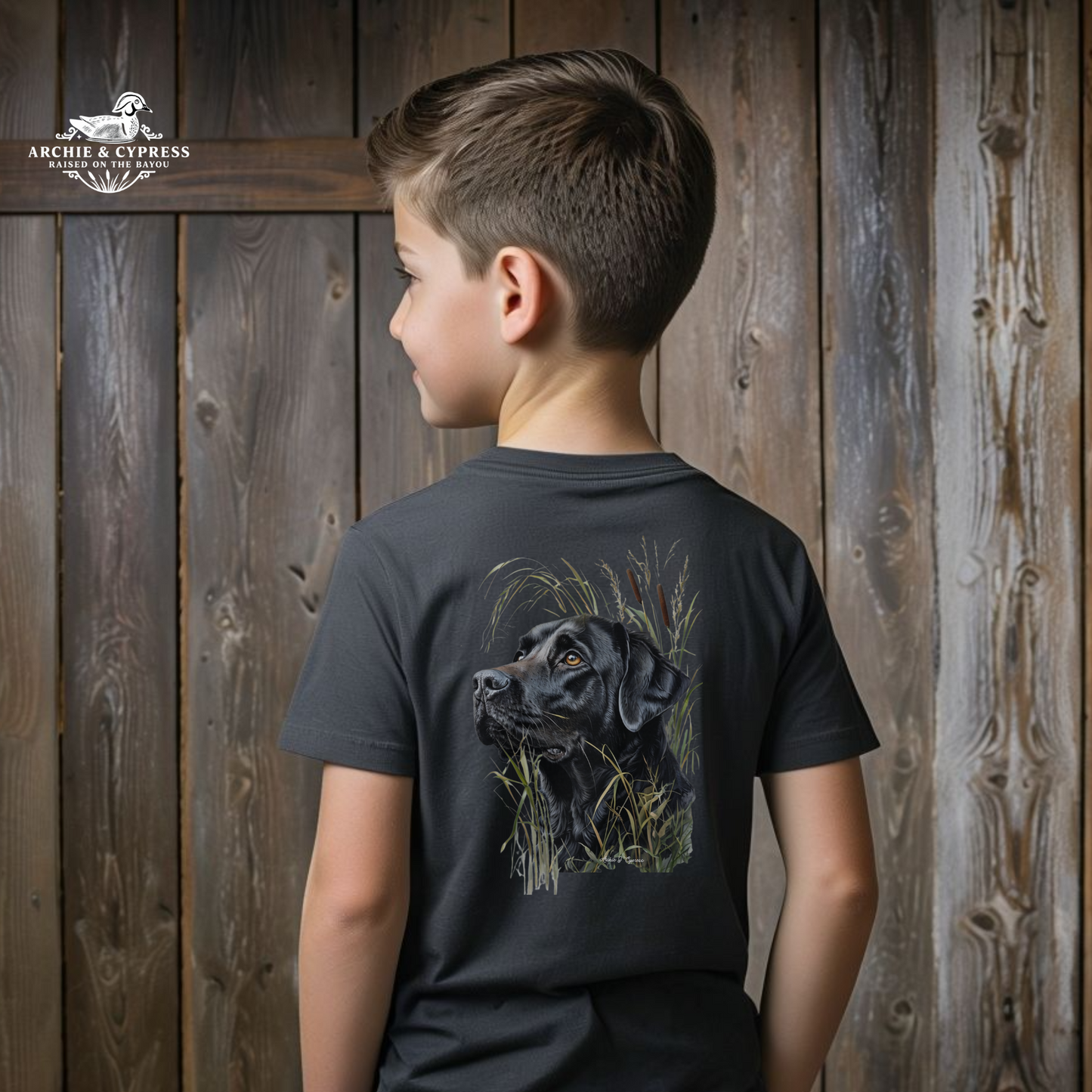 Kids Tee with Black Lab Design