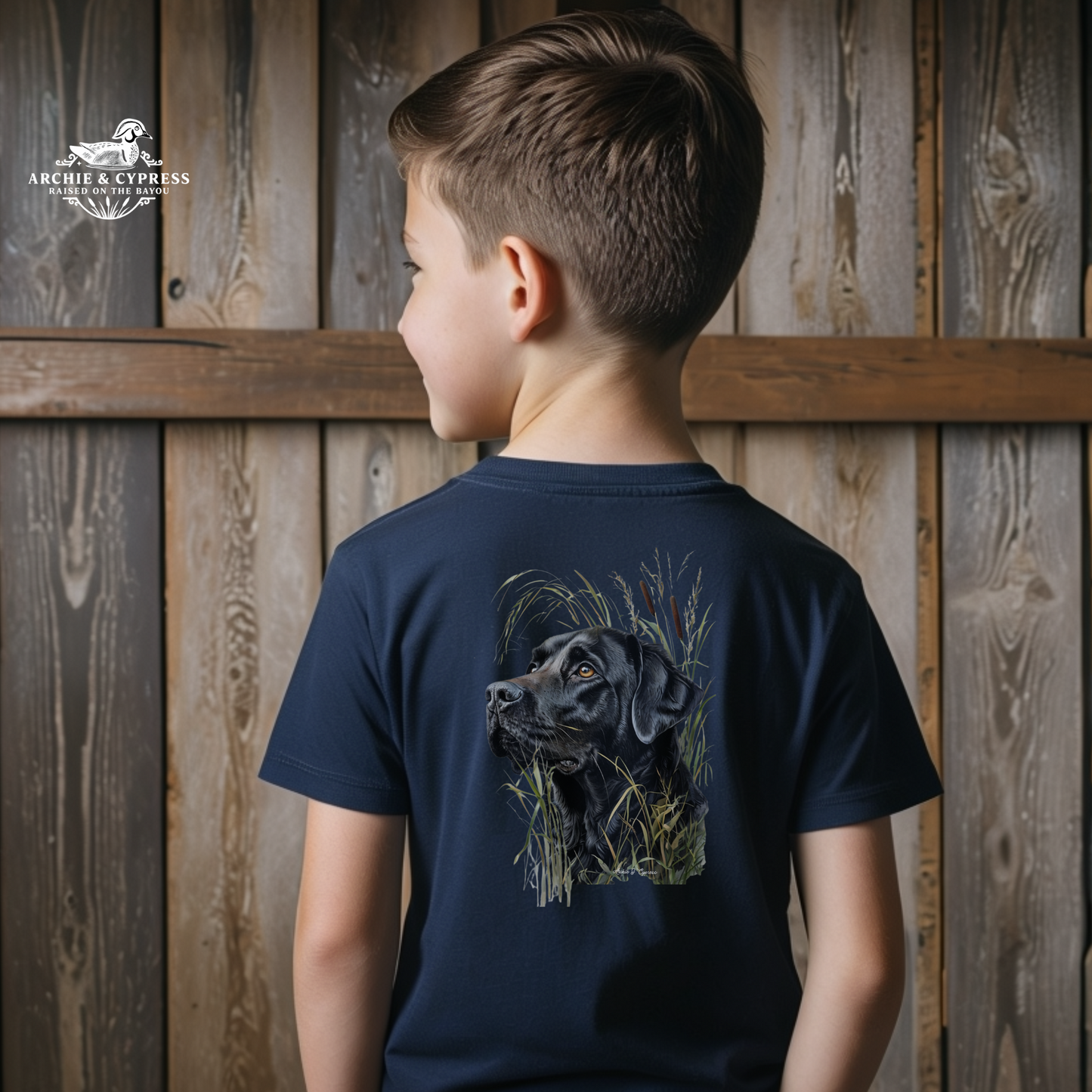 Kids Tee with Black Lab Design