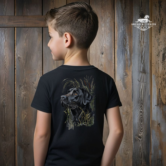 Kids Tee with Black Lab Design