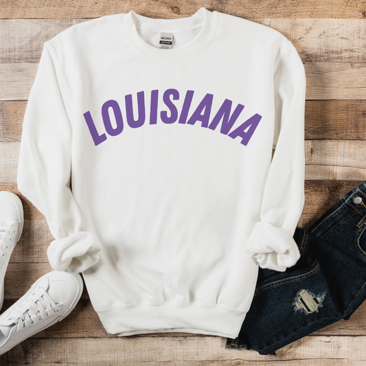 Louisiana Sweatshirt, Purple and Gold Crewneck, College Football Game Day Sweater, Unisex Louisiana Pride Top, Southern Tailgate Outfit