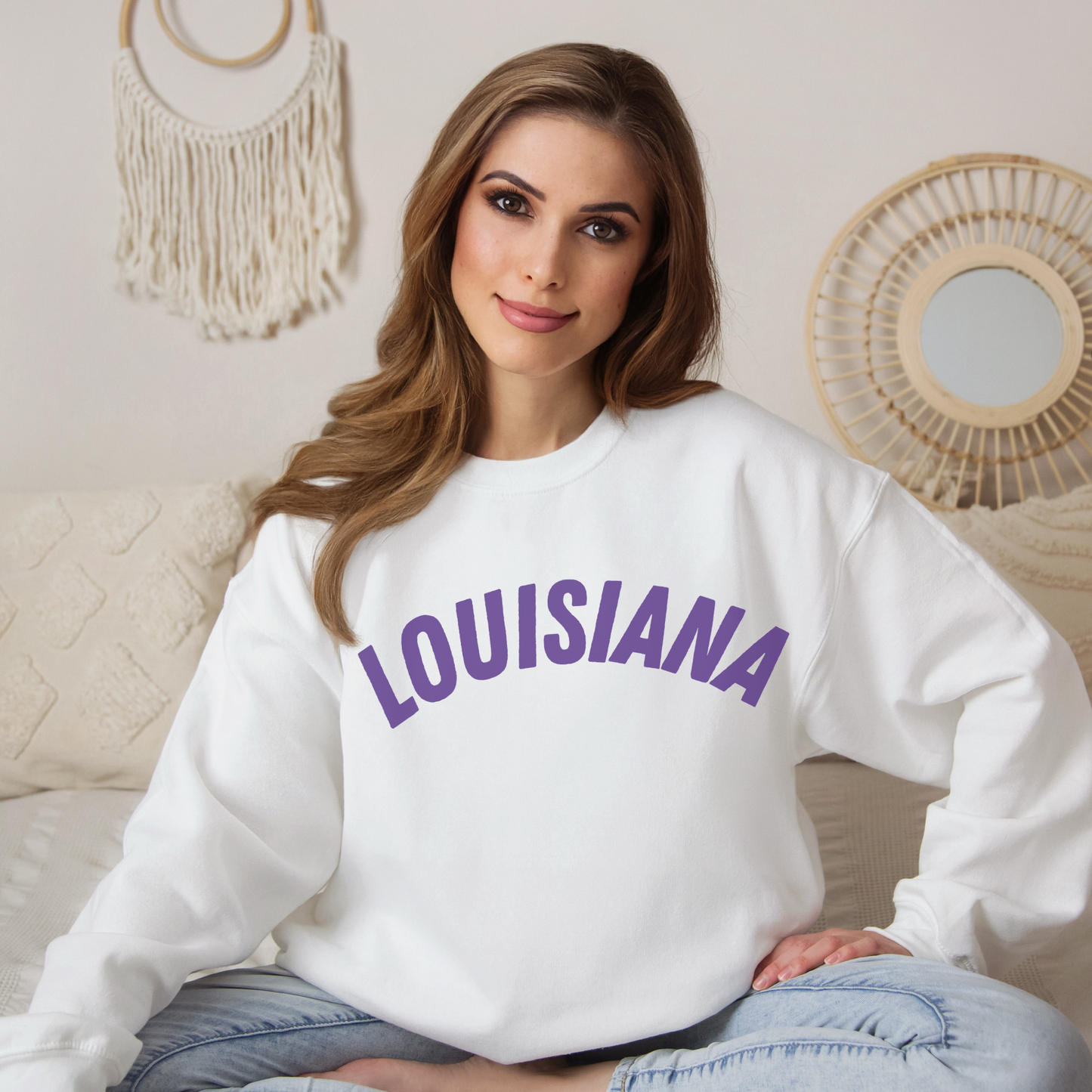 Louisiana Sweatshirt, Purple and Gold Crewneck, College Football Game Day Sweater, Unisex Louisiana Pride Top, Southern Tailgate Outfit