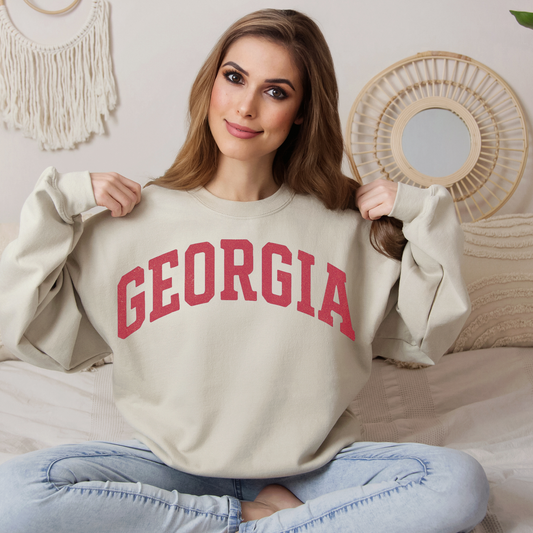 Georgia Sweatshirt, Vintage Oversized Crewneck, College Town Sweater, Game Day Apparel, SEC Football Fan Gift