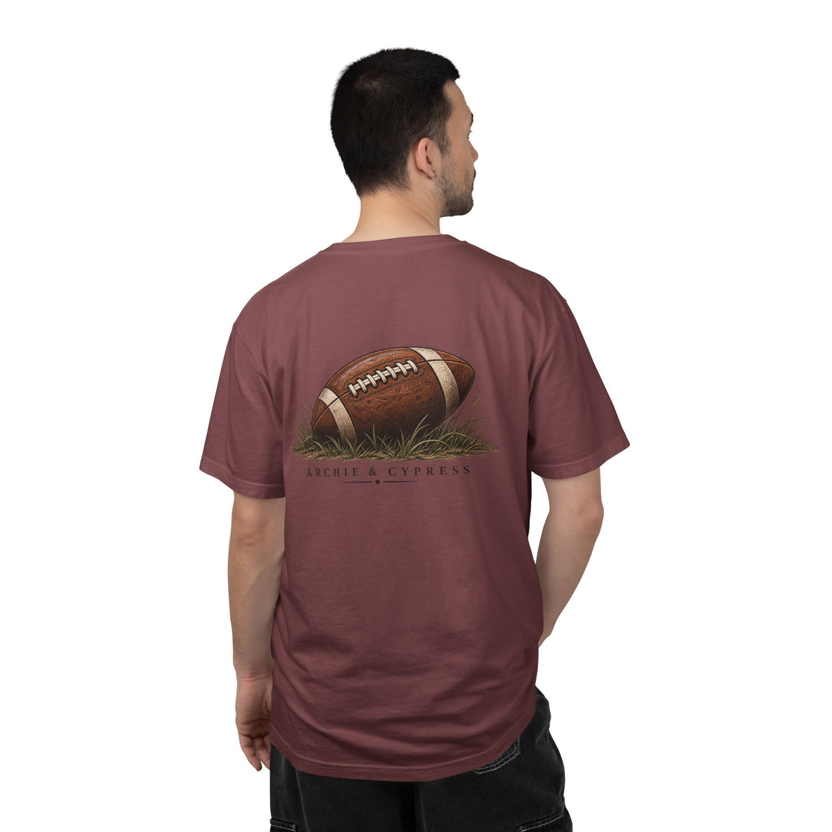 Football Graphic T‑Shirt — Archie & Cypress Vintage Ball Design